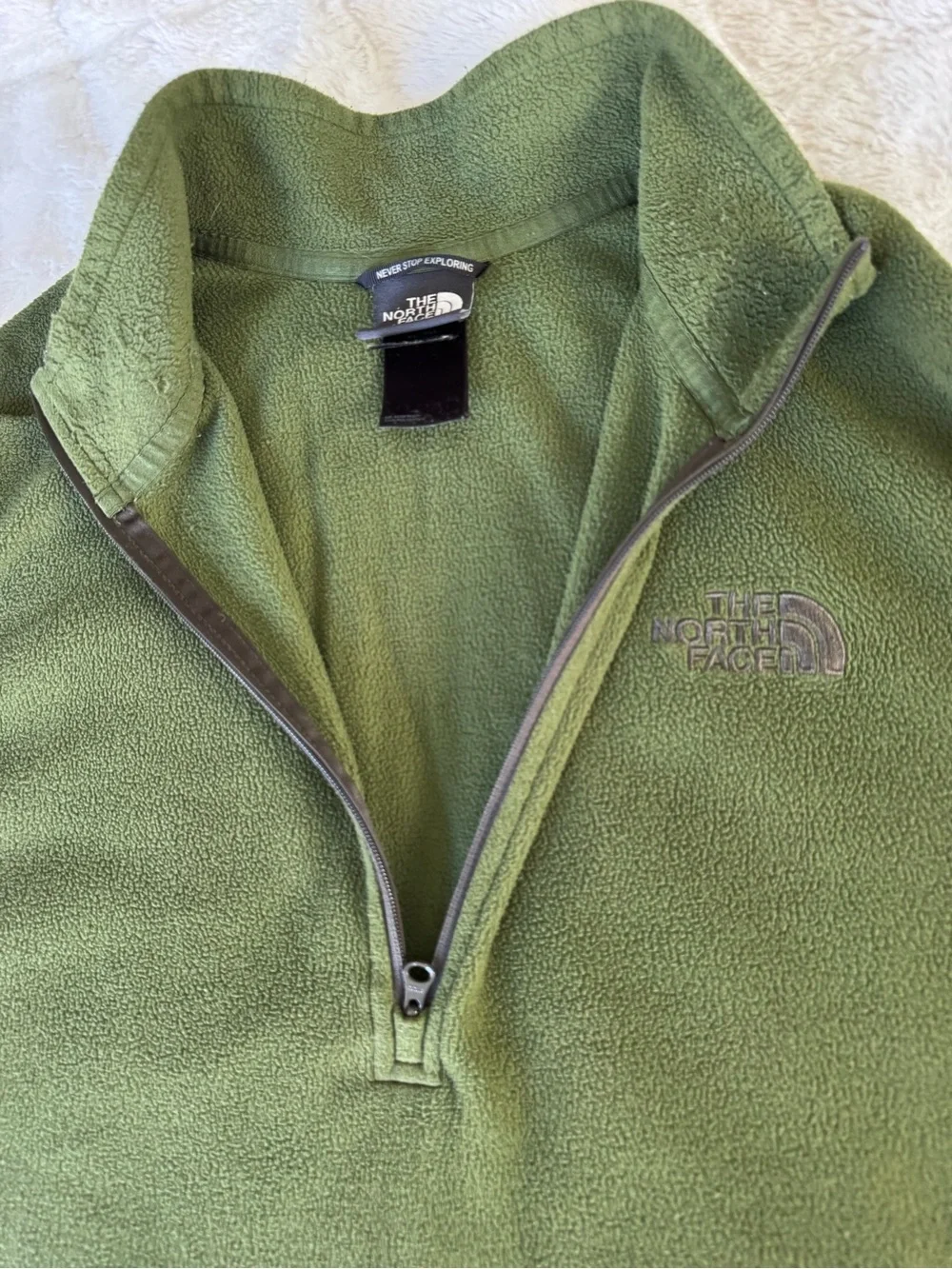 The North Face Moss Green 1/4 Zip Fleece Jacket
